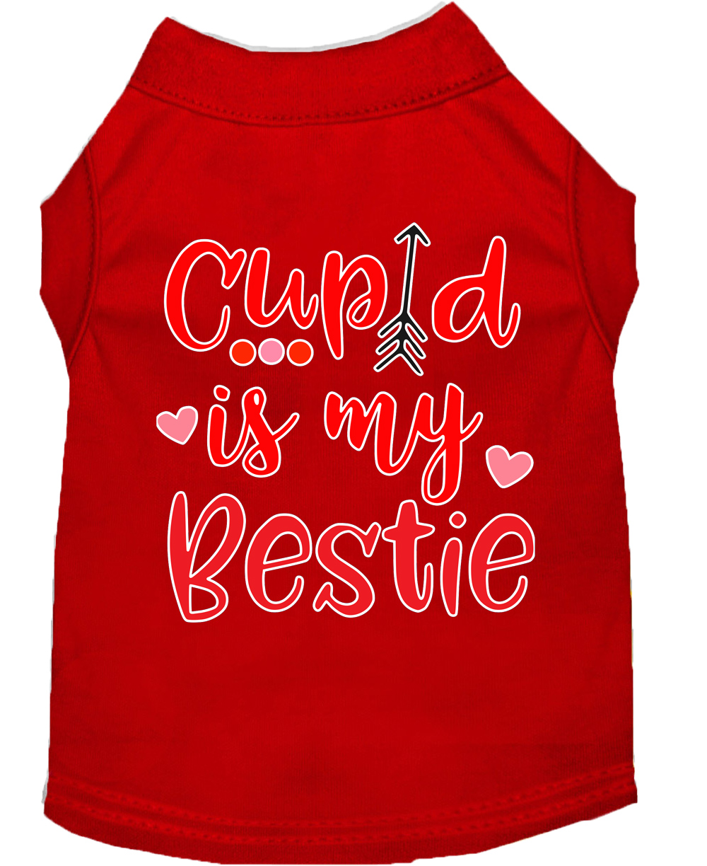 Cupid is my Bestie Screen Print Dog Shirt Red Med